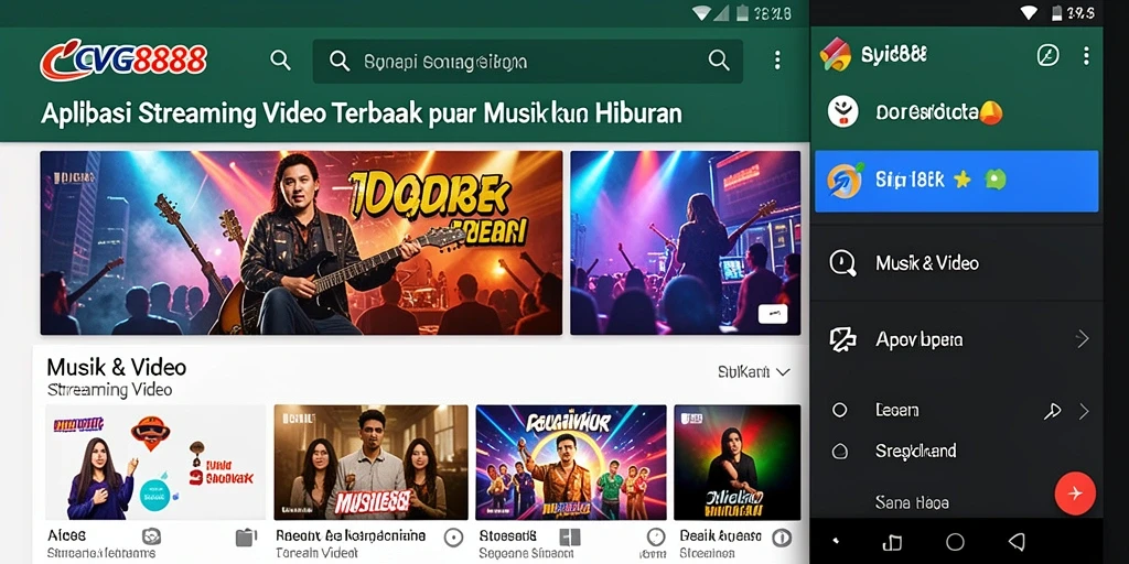 Antarmuka menarik CVG8888 untuk streaming video dan musik.