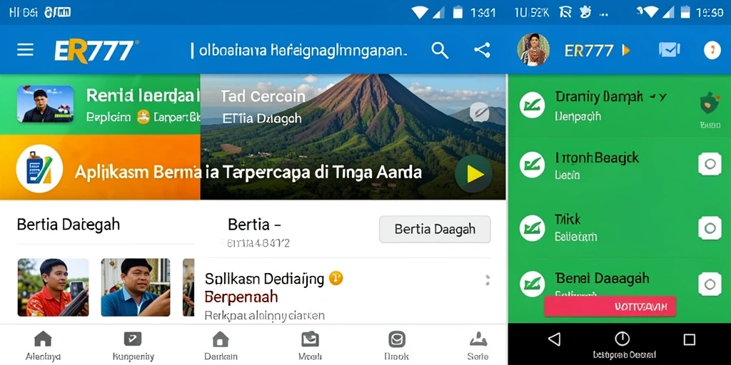 Antarmuka aplikasi ER777 yang menampilkan berita daerah terkini.