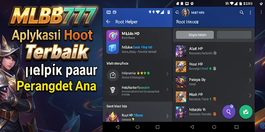 Antarmuka MLBB777 yang sederhana dan fungsional untuk Root Helper.