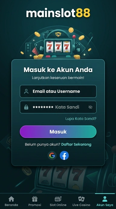 Tampilan halaman login mainslot88